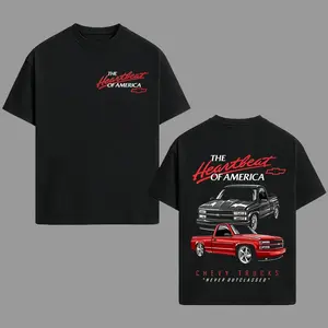 Chevy Trucks Heartbeat Of America Men'S Graphic T-Shirt – Classic OBS, Car Lover Tee, Full Color, Cotton Unisex Tee Made In USA.
