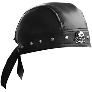 Leather Bandana Biker Doo Do Rag Headwrap Studded Skull Cap Capsmith Du Rag Black