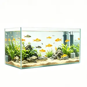 FixtureDisplays®16.14" Ultra Clear Glass Aquarium Tank, Approx. 4.5 Gallon, 1/4 Inch (6MM) Thick Crystal Clear Fish Tank, Rimless Design, Durable & Scratch Resistant, Ideal for Desktop, Home or Office Aquascape 22201-5