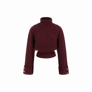 Cider Knit Turtleneck Button Long Sleeve Top Dealsforyou
