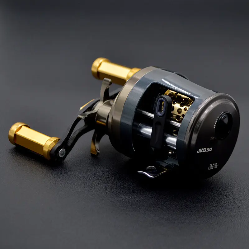 JKS50 Ultralight BFS Baitcasting Reel, Compact Stainless Steel Body with Magnetic Brake, 8.1:1 Gear Ratio for Trout & Bass Fishing, Includes Bag & Treble Hook Lures, Fishing Equipment