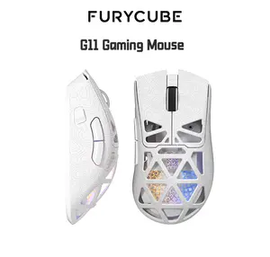 FURYCUBE G11 Skeleton Wireless Gaming Mouse - Lightweight, RGB, Long Battery Life, Customizable Buttons for Laptop/Desktop PC Gaming & Work Accessories