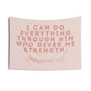 Christian Home Decor Christmas Wall Decor Bible Verse Joy to the World Indoor Wall Tapestry Christian Decorations Wall Banners Dorm Room Cotton Decorative Light Linen