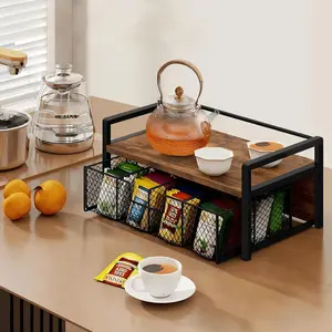 Multi-Functional Coffee Pod Holder & Tea Bag Organizer with Easy-Access Slide-Out Drawer, Desktop Storage for Kitchen Counter & Office