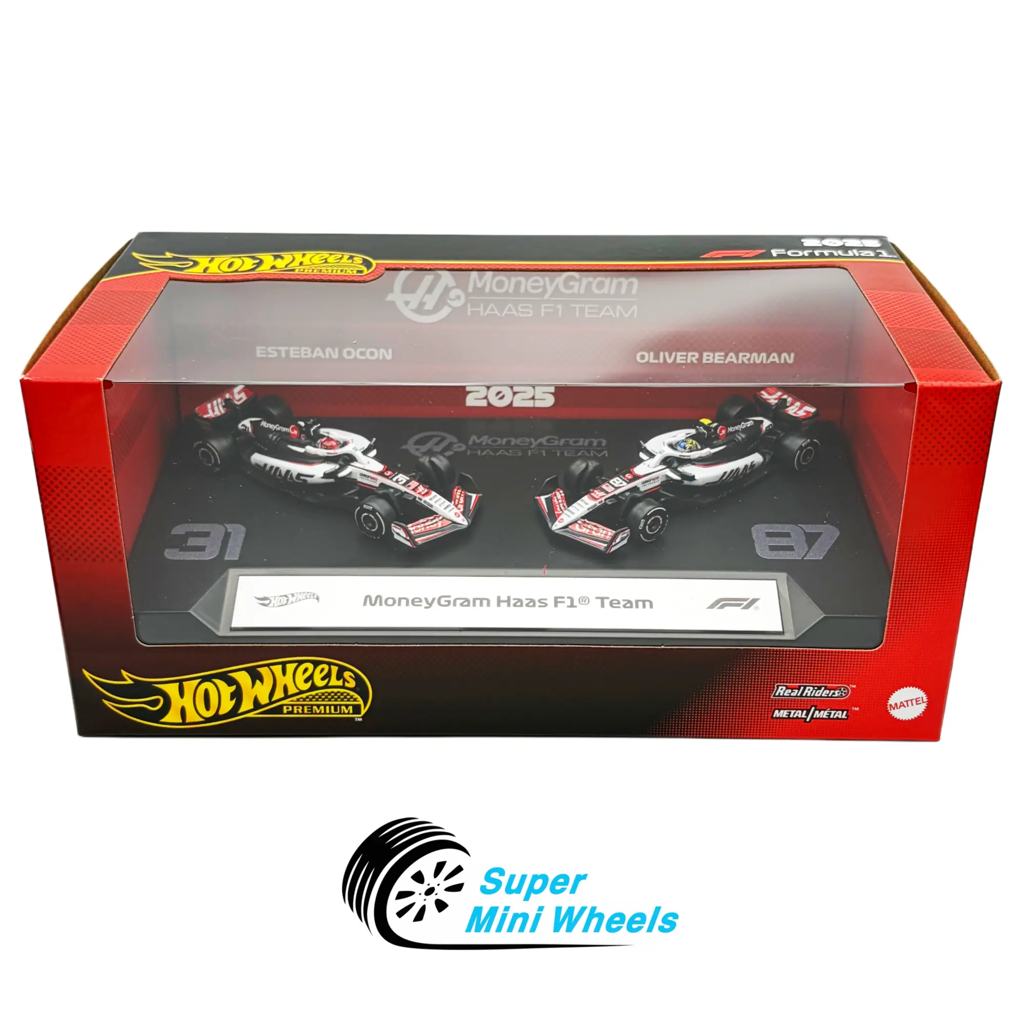 Hot Wheels 1:64 F1 2-Pack 2025 MoneyGram Haas Ocon #31 & Bearman #87