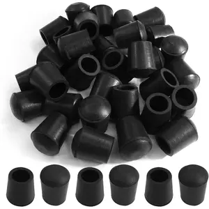 Round PVC Furniture Covers, 12mm / 1/2 Inches Table Chair Leg Tip Protectors, Non-Slip End Cap for Protect Surfaces, Black (32Pcs)