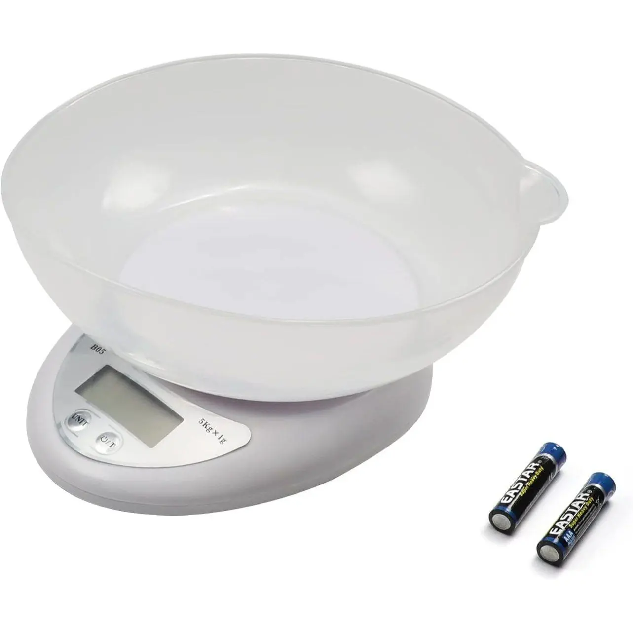 Electronic Digital Grams Scale, 5kg x 1g Kitchen Portable Precision Weighing Scale, LCD Digital Commercial Food Produce Scales with Batteries, Baking Cooking Weighing Scale with Bowl