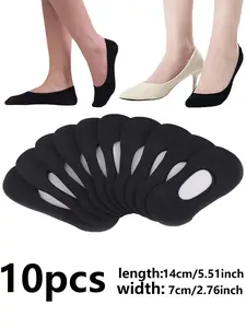 Women's Non-Toe-Exposed Flat Shoes Socks, 10 Pairs Anti-Slip Invisible Ultra-Low Cut Cushioned Socks for Loafers and Boat Shoes