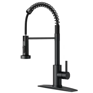 FORIOUS Kitchen Faucet with Pull Down Sprayer, Stainless Steel Commercial Single Handle Classic Spring Pull Out Kitchen Sink Faucet for Pot Filler, Farmhouse Camper Bar Laundry Roo