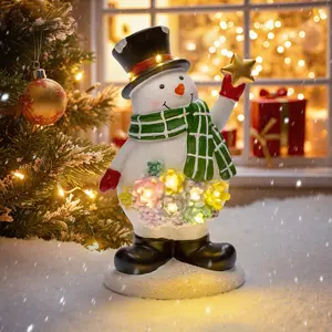 GUGALUMI Solar Snowman Christmas Decorations 9”, Outdoor Snowman Christmas Decor, Christmas Figurines with LED for Porch Garden Patio Yard, Unique Gifts for Mom Grandma