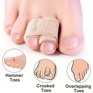 Adjustable Toe Support Bracket with 6pcs - Reusable Polyester Strap for Hammer Toes, Curved And Overlapping Toes | Lace-Up Design, Hand-Washable Toe Support Only | Comfortable Fit | Made of Polyester, Toe Protector