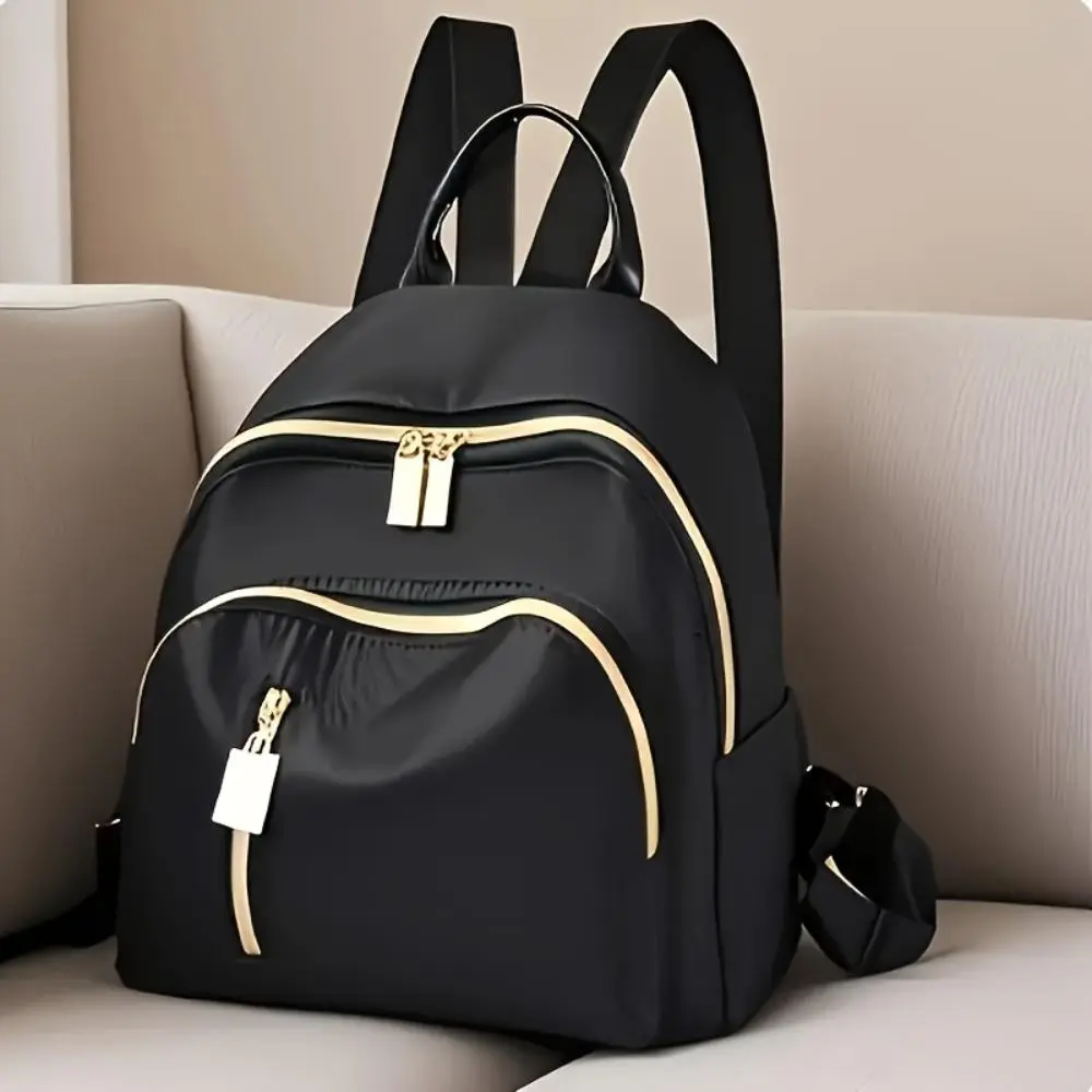 Small Black Nylon Backpack for Women, Cute Casual Multi-Zipper Bookbag with Adjustable Straps for Travel and College, Black Backpacks, Compact Multi-Function Backpacks