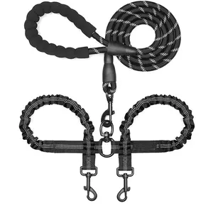 Dual Dog Leash - 360° Swivel, No Tangle Walking Leash with Shock Absorbing Bungee for Two Dogs