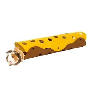 CAVYPOP Guinea Pig Tunnel Guinea Pig Hideout Washable Tube with Cheese-Hole Design Soft Cozy Hideaway for Cage Corner Indoor Play and Enrichment-Brown