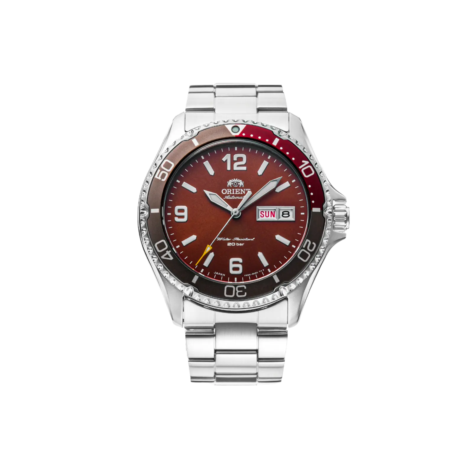 Orient Men's RA-AA0820R39B Diver Style Fully Automatic Analog Watch, 41.8mm Stainless Steel Wristwatch, Clay Dial, Sapphire Crystal, 200m Water Resistance, Fully Automatic Watch, Luminous Date Wristwatch