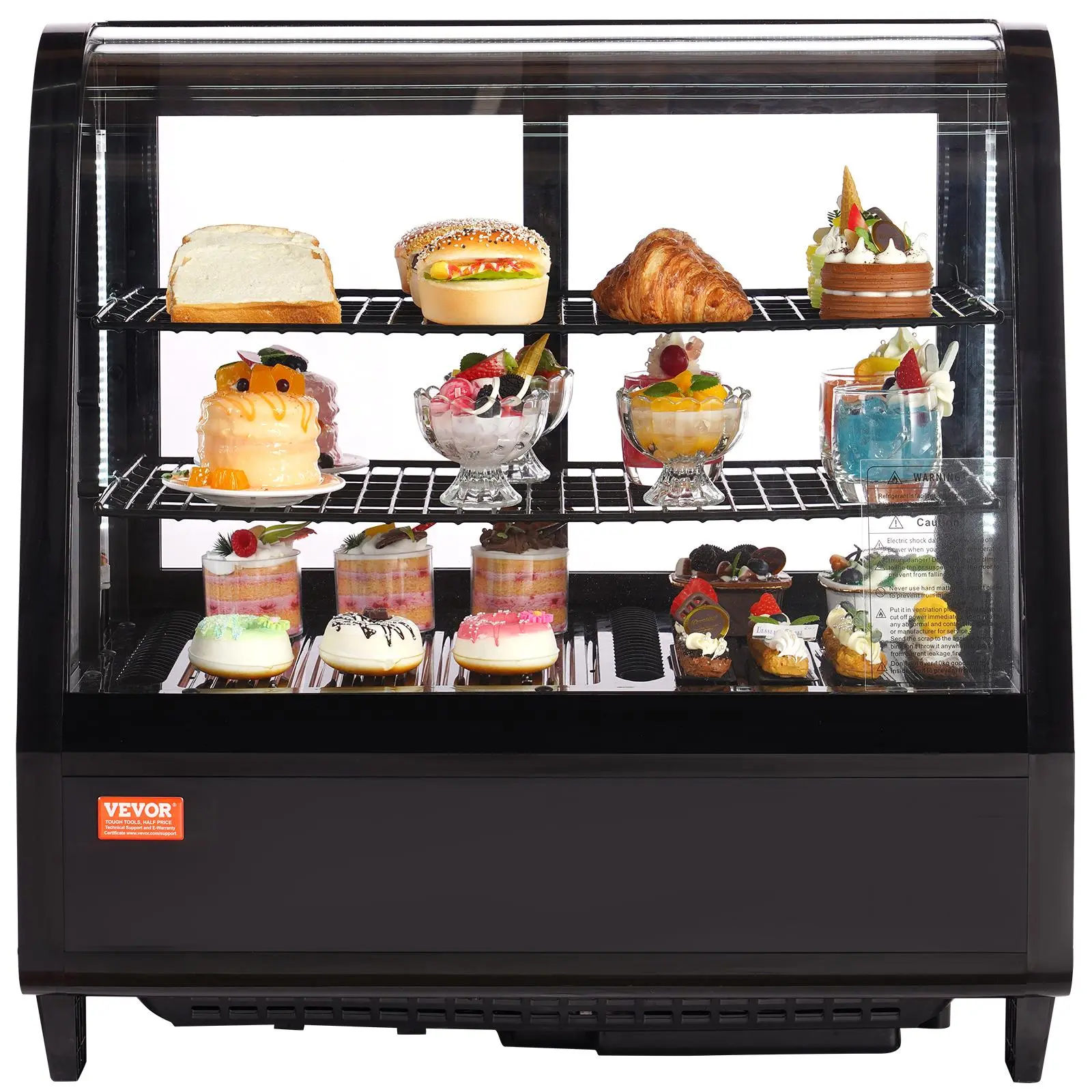 【Summerfinds】VEVOR Refrigerated Display Case 3.5 Cu.Ft./100L2-TierCountertop Pastry Display Case Commercial Display Refrigerator with LED LightingTURBO CoolingFrost-Free Air-CoolingRear Sliding Door