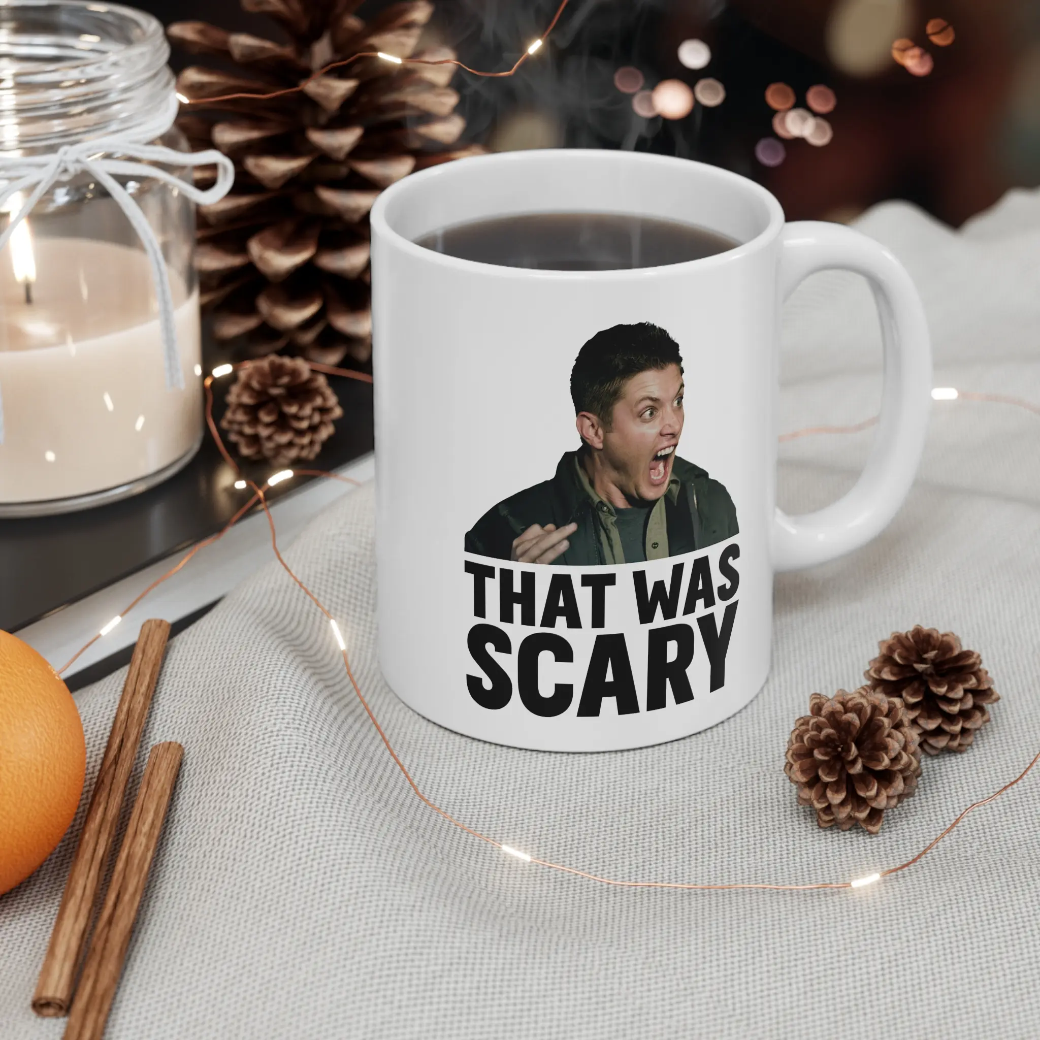 Supernatural Dean Winchester “That Was Scary” Coffee Mug, Supernatural Mug