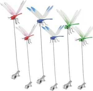 3/6/9/12 Pack 3D Dragonfly Garden Stakes, Fly & Bird Deterrent Clips, Hummingbird Style Outdoor Yard Decor, Deer & Horse Repellent, Indoor Outdoor Use