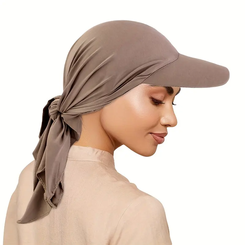 Brimmed Duckbill Cap with Headband, Drawstring Baseball Cap, Ribbon Sun Hat