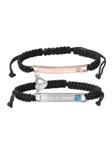 Adjustable Couple Bracelet Set,"Always & Forever" Bracelet,Magnet Heart Adhesive Bracelet Gift for Couples,Daily Clothing Decor,Jewelry for Birthday / Christmas / New Year / Valentine's Day Love Gift