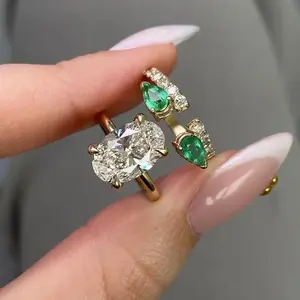 Maxine Vintage 3.5ct Oval Cut Engagement Ring Set With Green Stone, Bridal Ring Set,5A Cubic Zirconia Women's Ring Jewelry,Wedding Ring Set for Daily,Travel,Proposal,Birthday,Anniversary