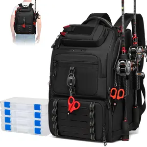 Professional Fishing Backpack with Tool Storage Box Waterproof Wear-resistant Outdoor Angling Gear Bag
