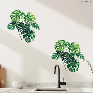 Spring Plant Bamboo Wall Sticker Set (30x30cm X 2pcs), Self-Adhesive Home Decor for Bedroom and Living Room, 2D Flat Design M21332-YC, Decorative Sticker, Sticker Decoration