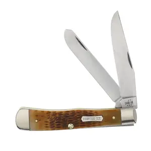 Case XX Trapper Folding Knife – Rogers Jigged Burnt Amber Bone Handles, Carbon Steel, CA51390