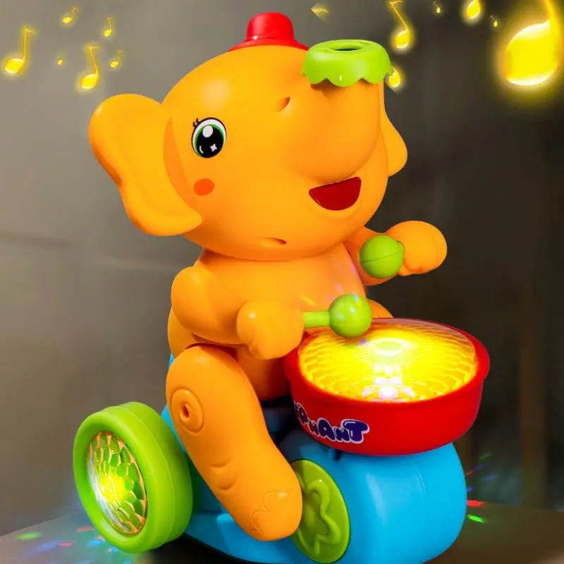 Elephant Design Electric Toy, Musical Walking Elephant Drummer Toy with 2 Small Balls, Sensory Toy, Play, Cute Gifts