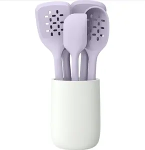 6-Piece Silicone Tool Set with Ceramic Crock, Lavender