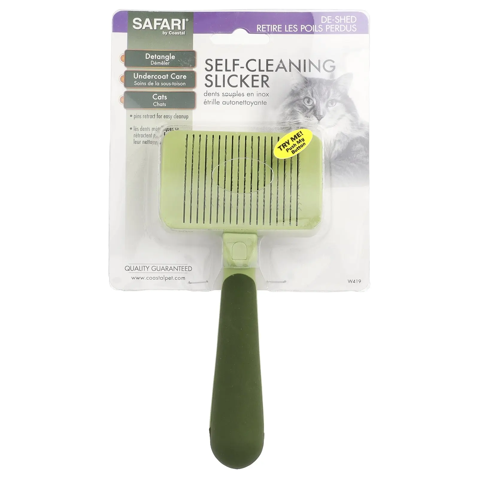 Safari Self-Cleaning Slicker Brush for Cats, 1 Slicker Brush