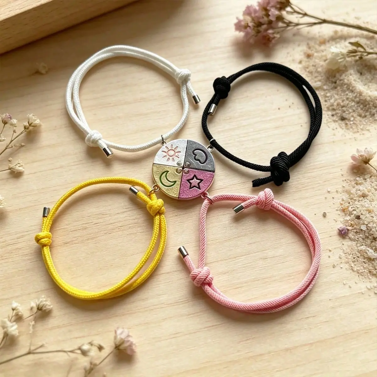 4Pcs Female Best Friend Gift Bracelet Set with Gift Cards, Rhinestones, Friend Moon Bracelet Design, Classic BFF Wrist Jewelry, Ideal Christmas Birthday Presents for Close Partners, Daily Wear Ornaments, Girlfriends