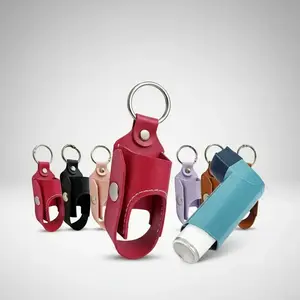 Faux Leather Inhaler Storage Bag, Portable Keychain, Car Keychain, Outdoor Portable Inhaler Spray Bottle Cover, Lightweight & Anti-lost