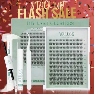 YOULUCK Natural Lash Clusters Kit with Ultra-Thin Band Bond & Seal Long-Lasting Individual Lashes for Girls Makeup Kit Waterproof & Lightweight