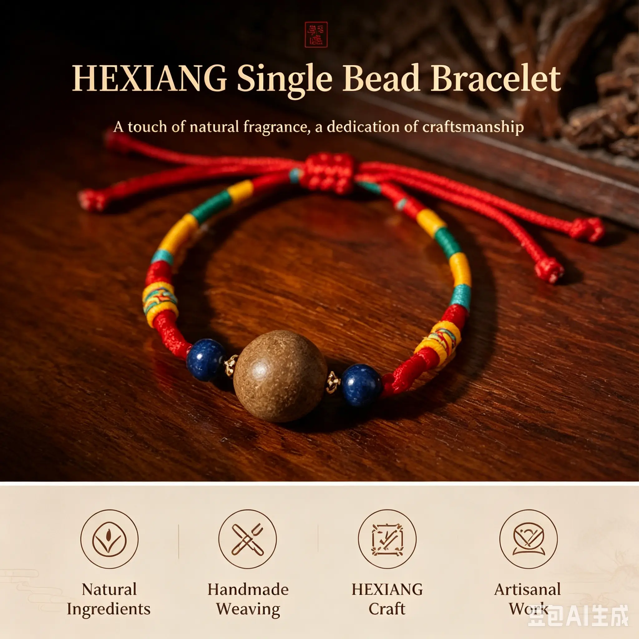 5 Elements Harmonious Fragrance Tibetan Braided Bracelet, Natural Fragrance Beads, Handmade Weaving, Adjustable Design