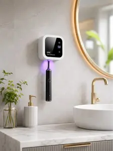 LED Smart Screen Electric Toothbrush Holder, Rechargeable Wall Mounted Organizer with Built-in Timer, Portable Travel Toothbrush Storage for Bathroom, Hygienic & Space-Saving Solution