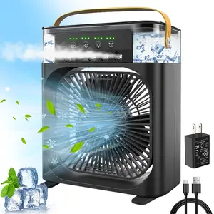 2 in 1 humidifier and fan with scent diffuser, USB powered portable adjustable speed, black square design, suitable for home office, holiday gift, modern home appliance, dual function home appliance