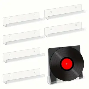 6 Pack Acrylic Vinyl Record Shelf Wall Mount, Clear Record Album Holder Storage Display Your Daily Listening in Style