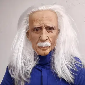 Old Man Mask, Realistic Old Man Mask with Long White Hair, Party Props, Halloween Masquerade & Prank Masks for Adult