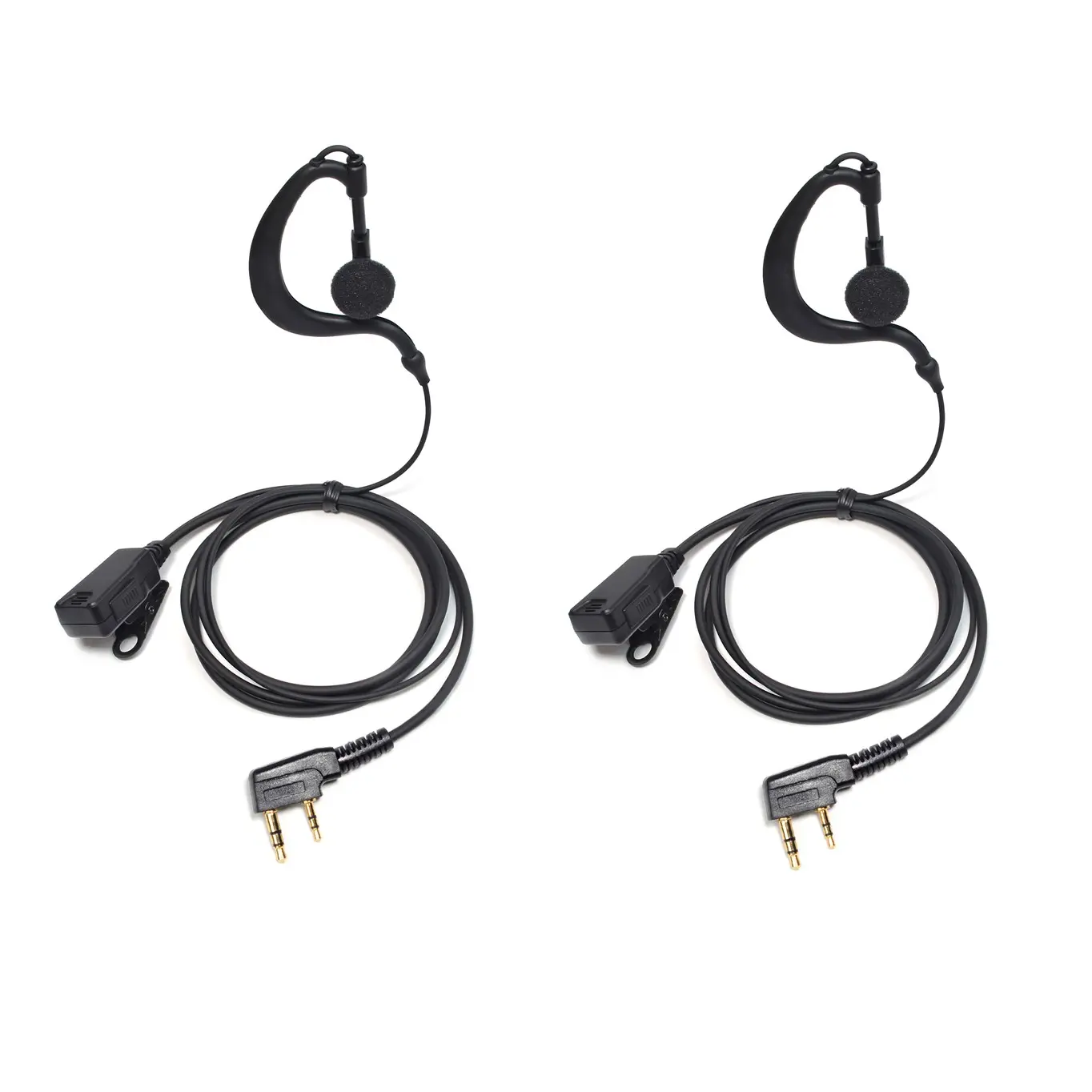 YNIBST G Shape Soft Ear Hook Two Way Radio Headset with PTT Microphone Earpiece Compatible with Kenwood, Baofeng, Retevis, WOUXUN, and Other K1 2-Pin Radios for police, security patrols, construction, and event staff(2 Pcs)