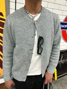 Spring Autumn Winter School Uniforms, Men Women Plain Simple Round Neck Knitted Cardigan, Casual Loose Knit Sweater Long Sleeve, Knitwear