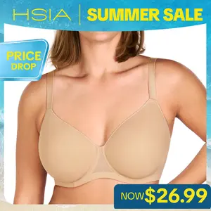 HSIA Women's Minimalist Basic AirMesh II Honeycomb-Cup Plus Size Full Coverage Mesh Underwire T-Shirt Bra - Lightly Padded, Lined, Adjustable Straps, Hand Wash Only