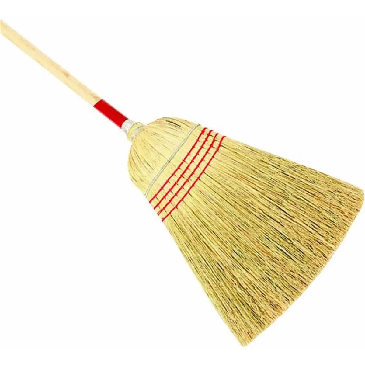 212 MAIN H100 Sturdy Heavy-Duty Broom - Wooden-Metal Construction, Natural Corn Bristles, Wooden Natural Cleaning Broom for Indoor & Outdoor Home Care Work Tools, Natural Cleaning Brooms