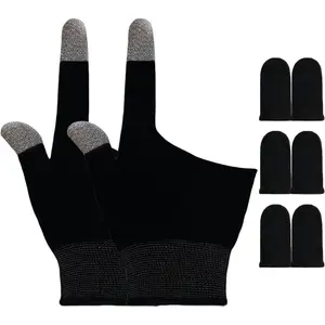 Touchscreen Gloves for Sweaty Hands: 0.3mm Ultra-Thin Silver Fiber, Anti-Sweat, Breathable Two-Finger (Thumb & Index) Gaming Gloves for PUBG/Fortnite/COD - Fits Mobile Phone/iPad Tablet