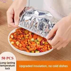 50PCS Aluminum foil heat-retaining cover for home dining tables and food containers; kitchen freshness preservation and insulation; aluminum foil