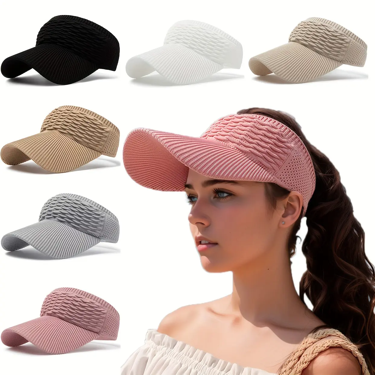 4-Pack Women Anti-UV Sun Hats Breathable AdjustableEmpty Top Visor Caps for Men Tennis Golf Running TravelBeach Sport Outdoor Hat