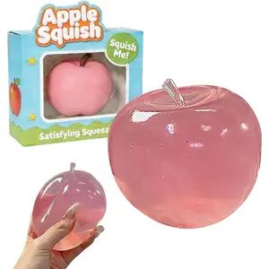 Carrot Squishy, Banana Strawberry Peach Peanut Apple Dragon Fruit Cherry Squish Giant Jumbo 5.5 Inch Vegetable Realistic Moldable Slow Rise Relaxing Sensory Fidget Toy Squeezable Ball(Apple B)