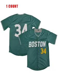Men's 34 Embroidery Baseball Jersey, Quick Drying Breathable Baseball Shirt, Casual Athletic Activewear for Men