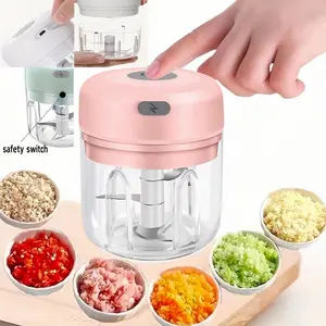 Electric Garlic Chopper, Vegetable Food Chopper, USB Rechargeable Portable Food Processor, 250ML Kitchen Blender,Christmas Halloween Holiday can use, Home Essentials,Household Items,Camping Travel Accessories