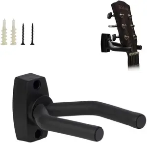 Guitar Wall Mount Hanger, Guitar Hanger Wall Hook Holder Stand Black Display with Screws - Easy to Install - Fits All Size Guitars, Bass, Mandolin, Banjo, Ukulele